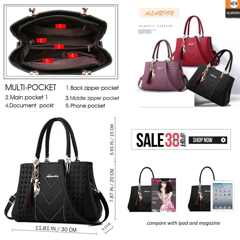 ALARION Womens Purses and Handbags Shoulder Bag Ladies Designer Satchel Messenger Tote Bag - Image 4